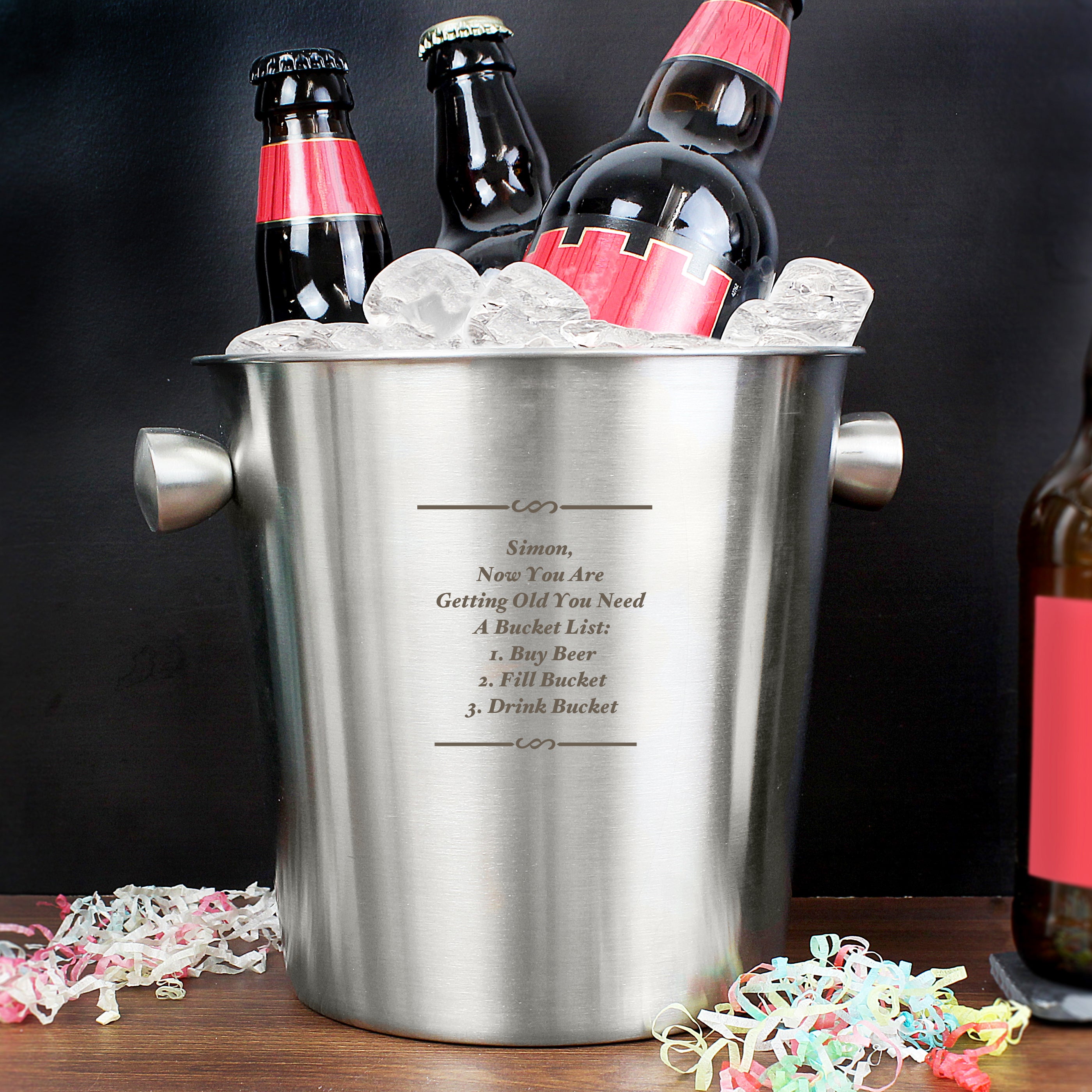 Personalised Any Message Stainless Steel Ice Bucket