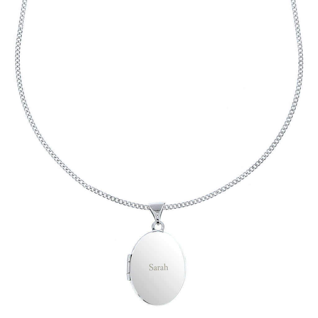 Personalised Name Only Sterling Silver Oval Locket Necklace