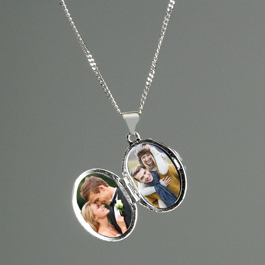 Personalised Name Only Sterling Silver Oval Locket Necklace