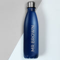Personalised Bold Name Blue Metal Insulated Drinks Bottle