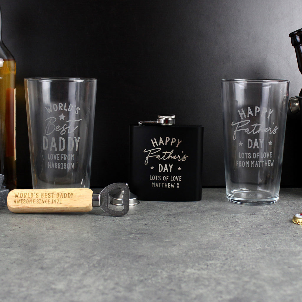 Personalised Fathers Day Black Hip Flask