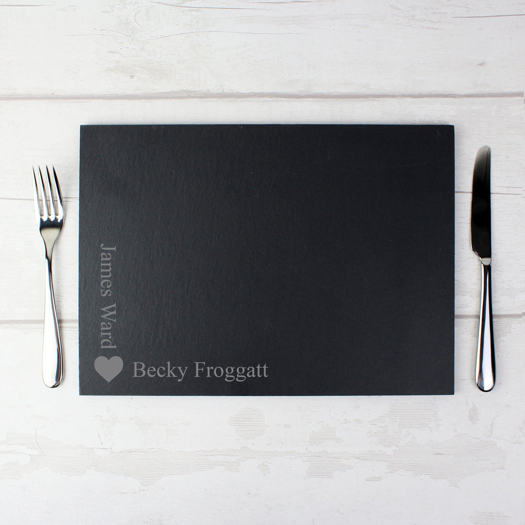 Personalised Heart Motif Slate Placemat