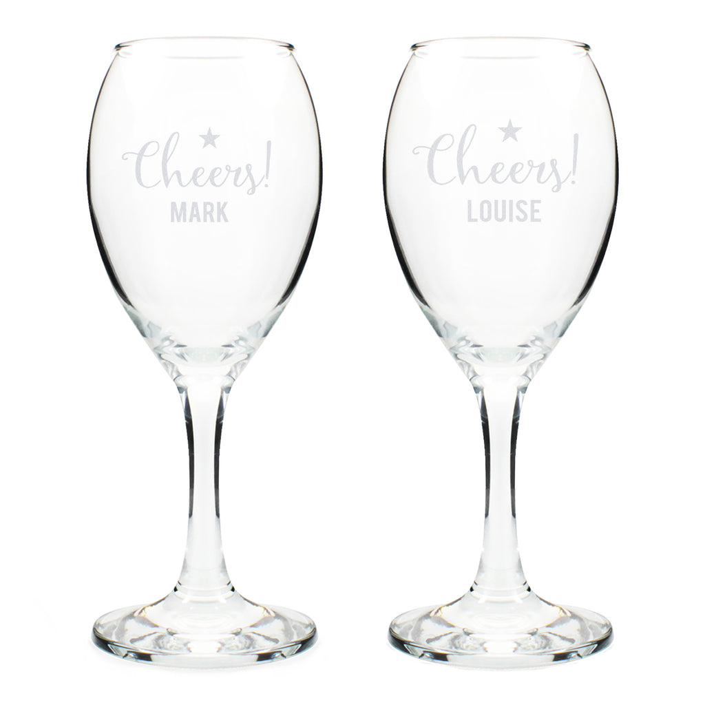 Personalised Cheers Wine Glass Set