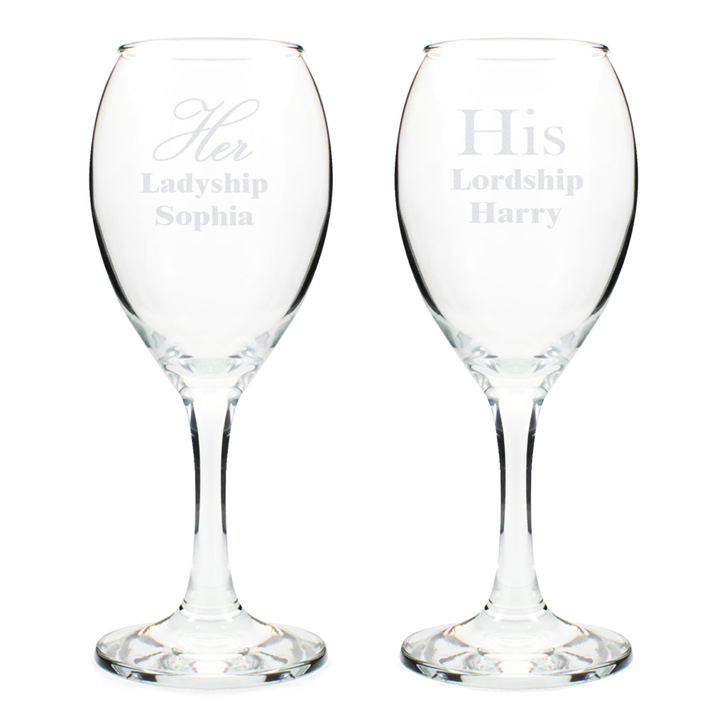 Personalised His & Her Wine Glass Set
