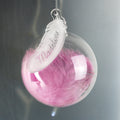 Personalised Pink Feather Glass Bauble