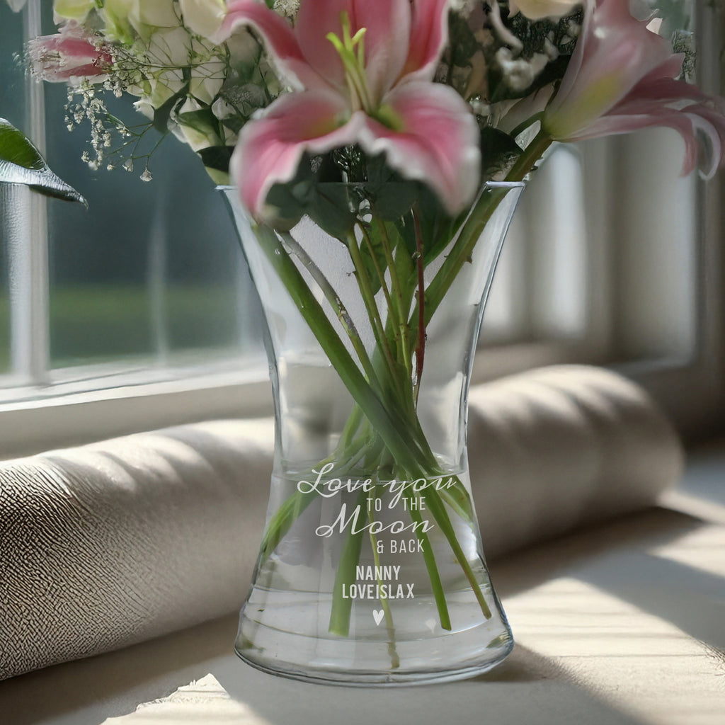 Personalised Love You To The Moon and Back Glass Vase