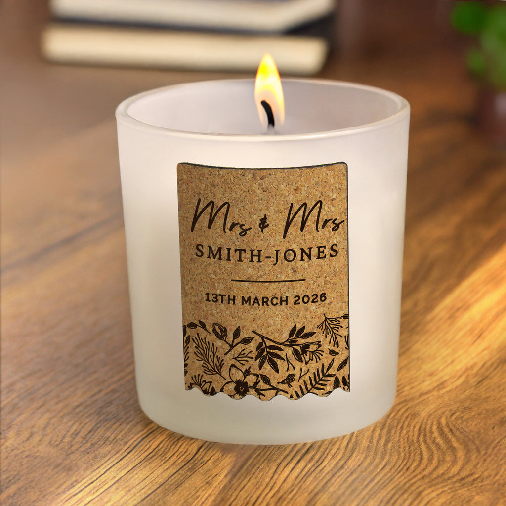 Personalised Wedding Cork Label Candle Jar