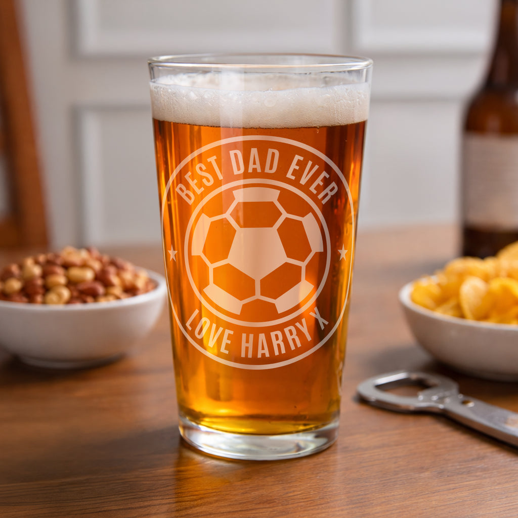 Personalised Football Badge Pint Glass