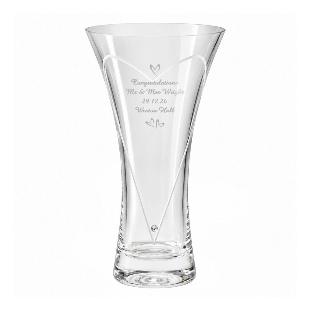 Personalised Large Hand Cut Little Hearts Diamond Effect Vase