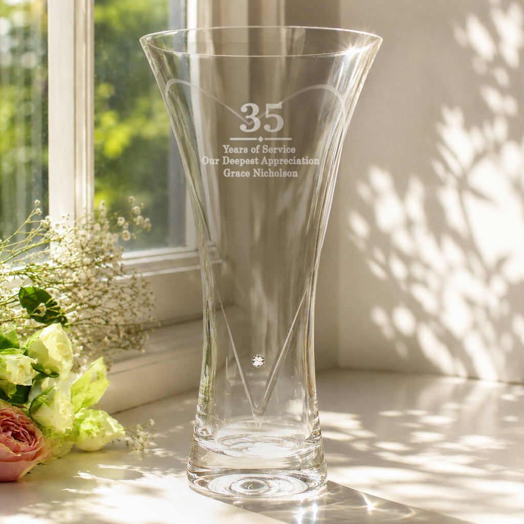Personalised Special Year Diamond Effect Heart Vase