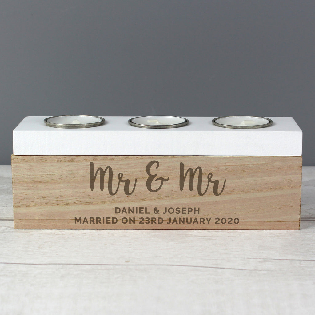 Personalised Free Text Triple Tea Light Box
