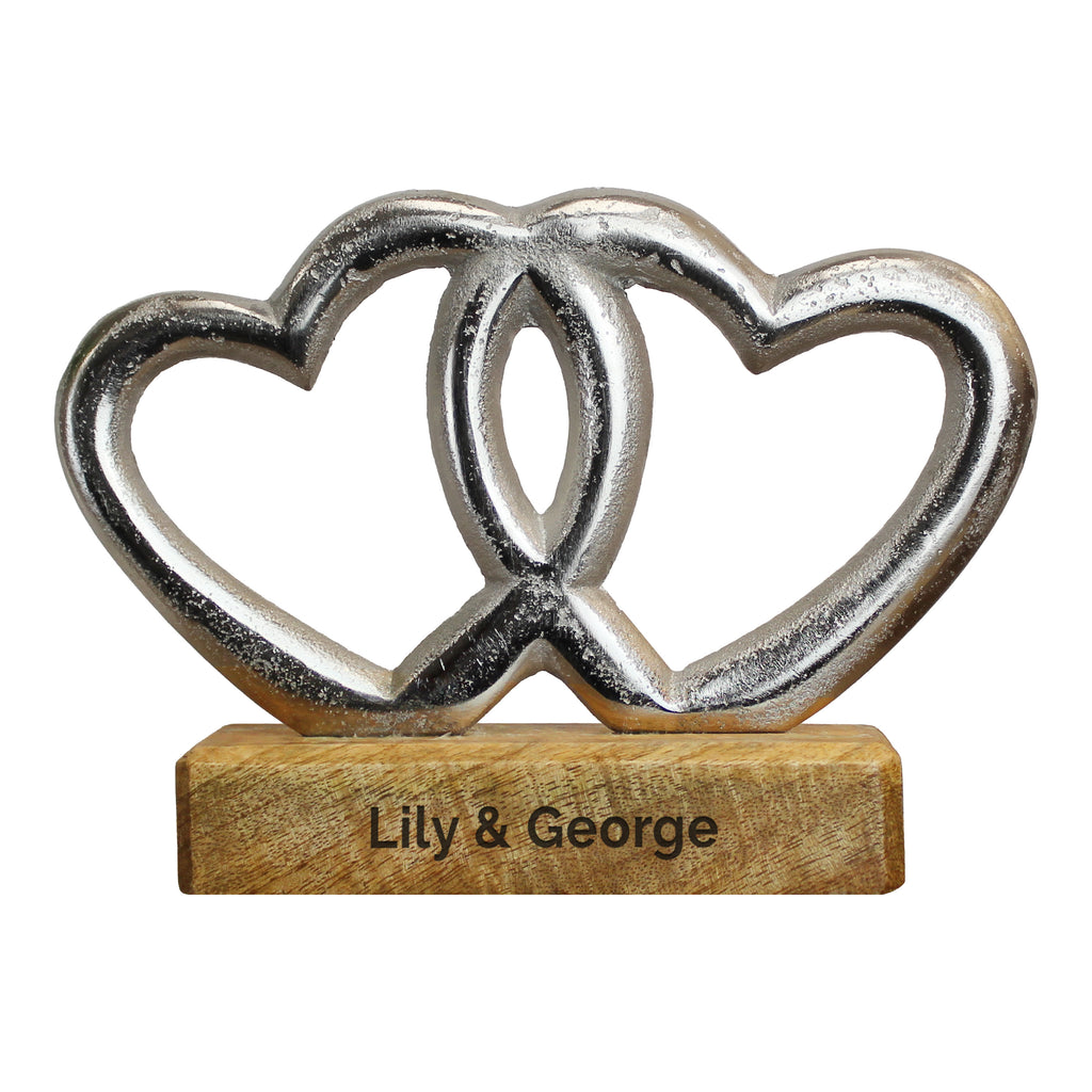 Personalised Free Text Double Heart Ornament