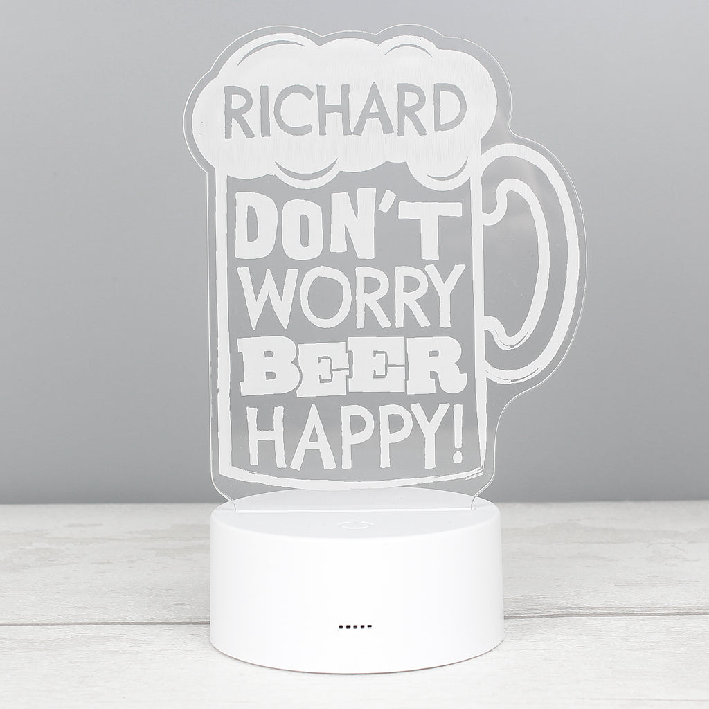 Personalised ""Beer Happy""  LED Colour Changing Light