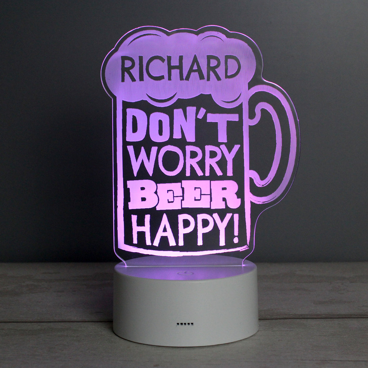 Personalised ""Beer Happy""  LED Colour Changing Light