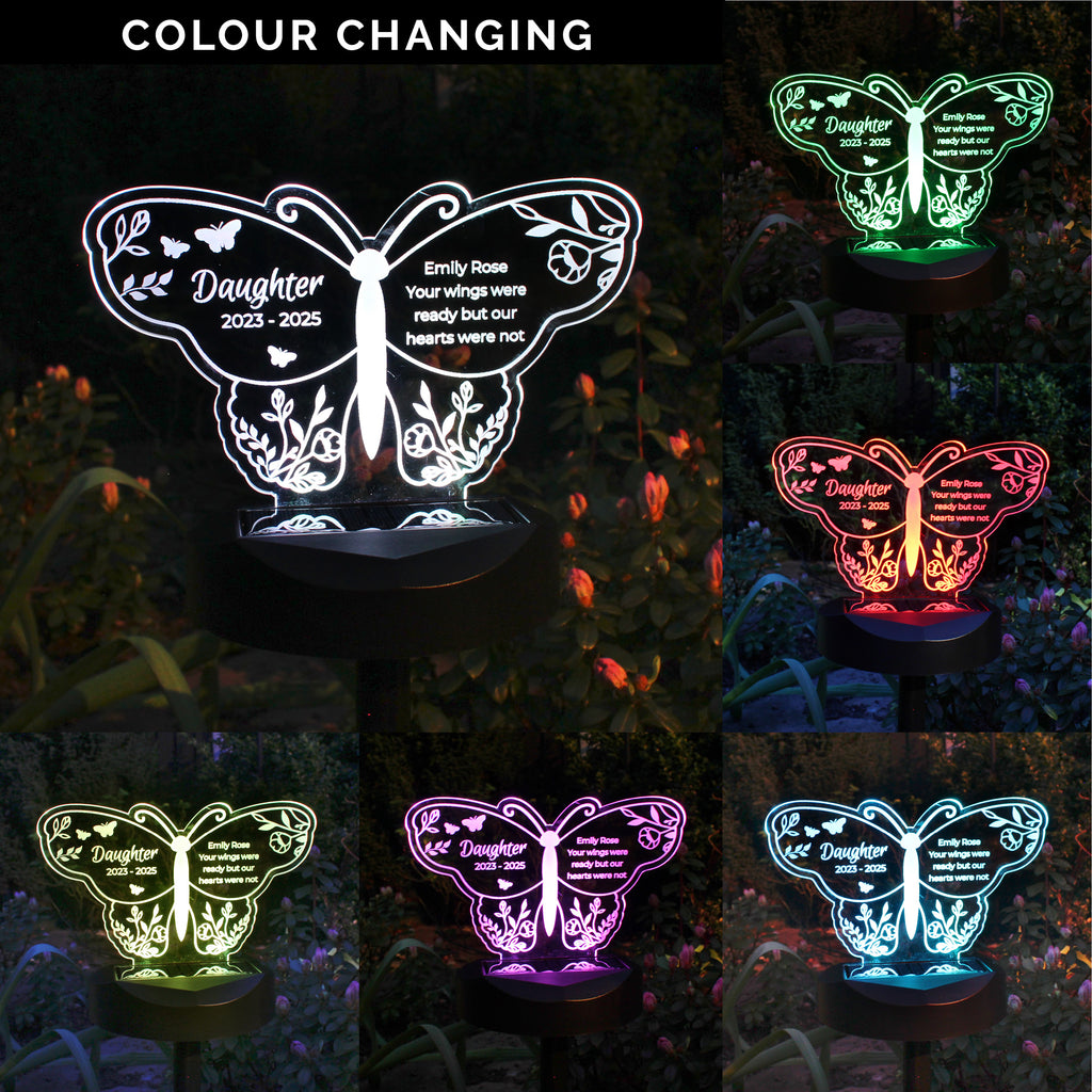 Personalised Butterfly Memorial Solar Light