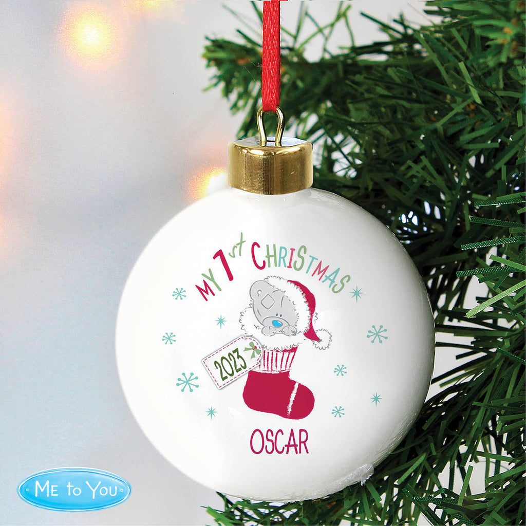 Personalised Tiny Tatty Teddy My 1st Christmas Stocking Bauble