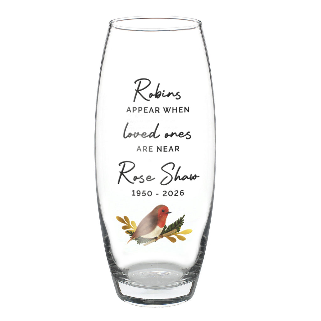Personalised Robins Appear Bullet Vase