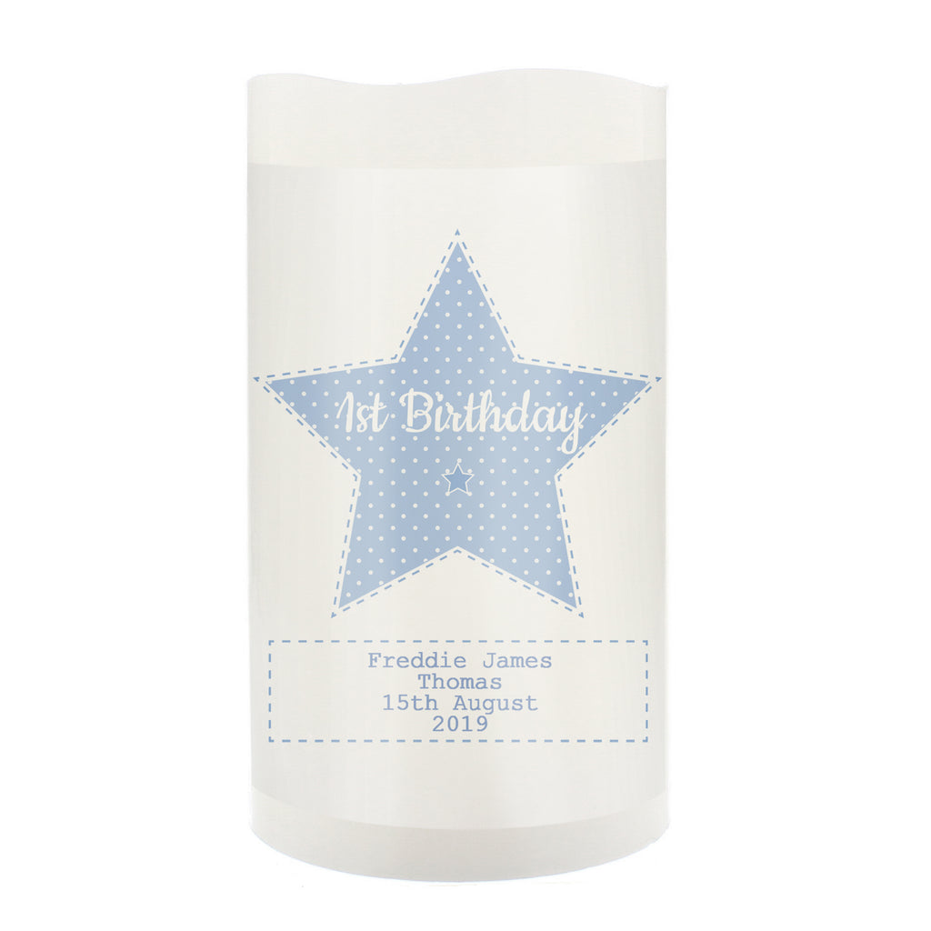 Personalised Stitch & Dot Baby Boy Nightlight LED Candle