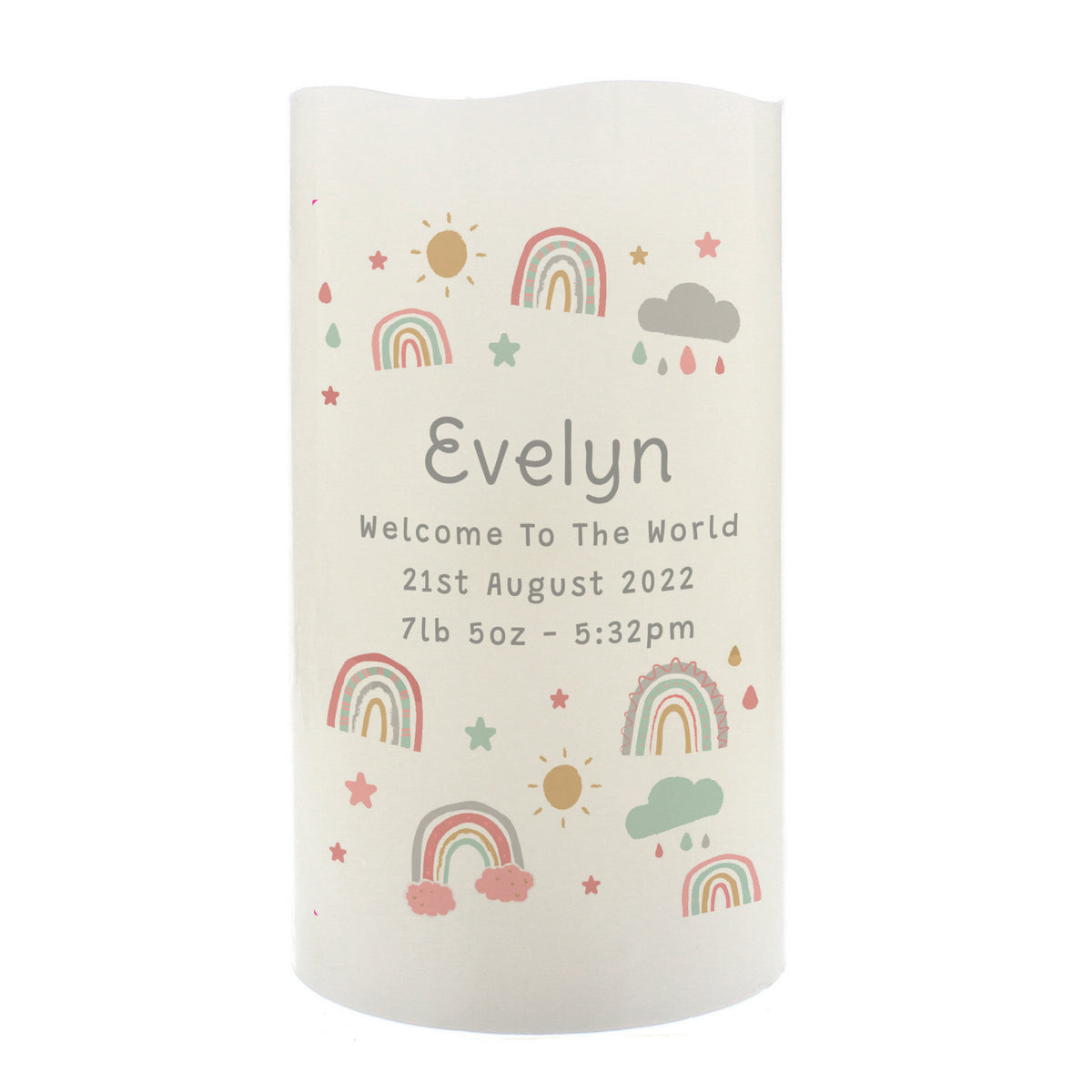 Personalised Rainbow Night Light LED Candle