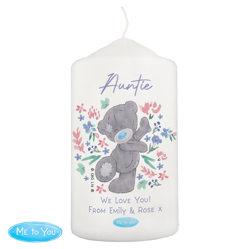 Personalised Me To You Pastel Floral Pillar Candle