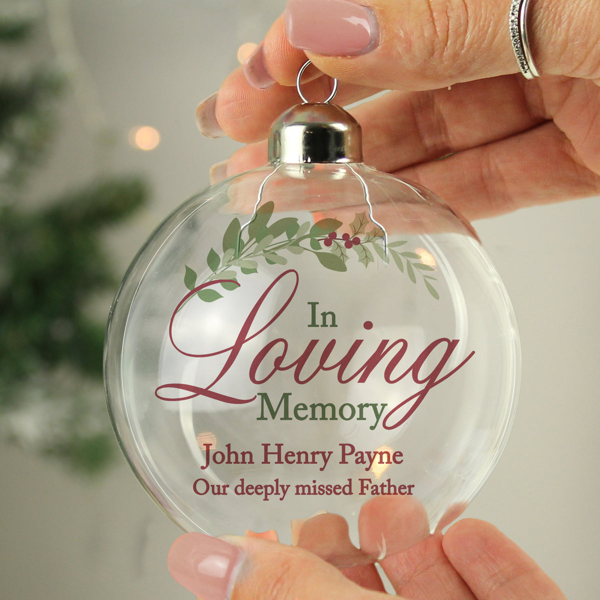 Personalised In Loving Memory Glass Bauble