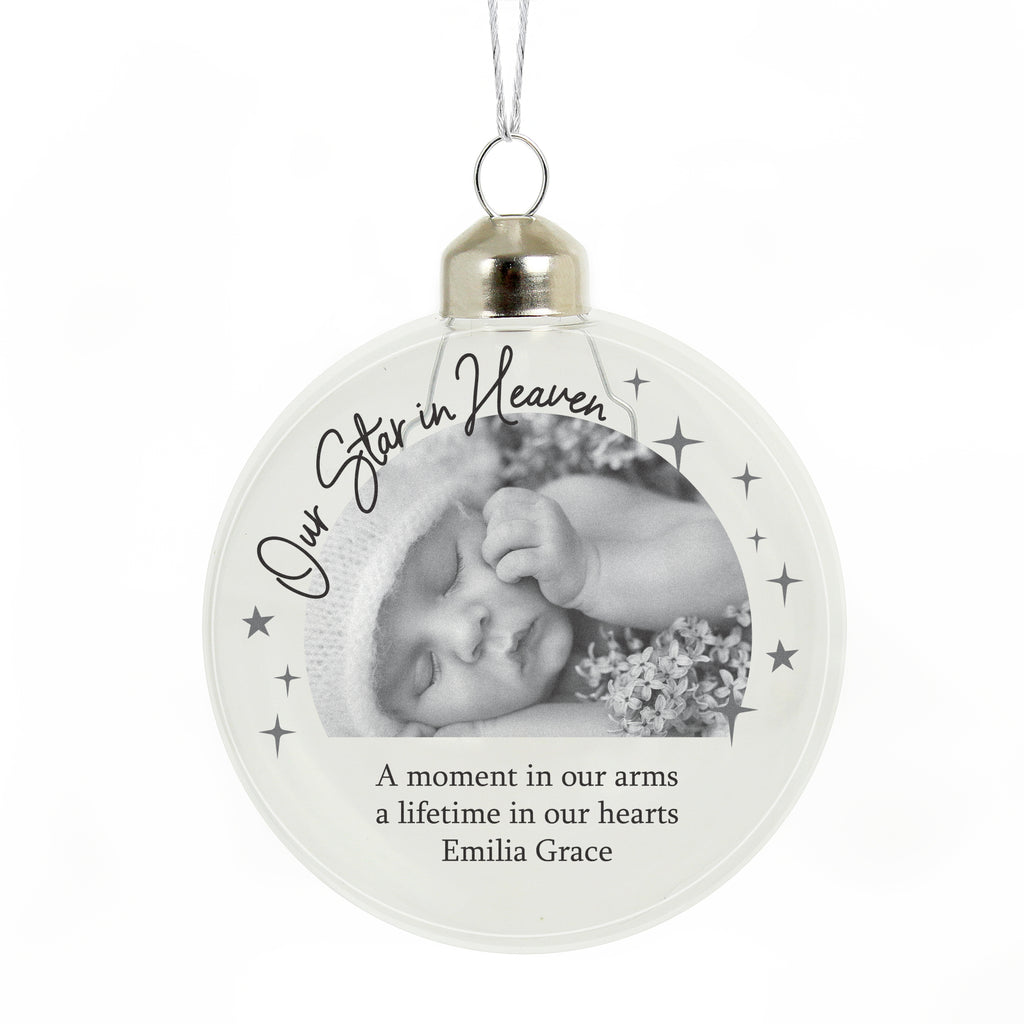 Personalised Photo Upload Memorial Glass Bauble