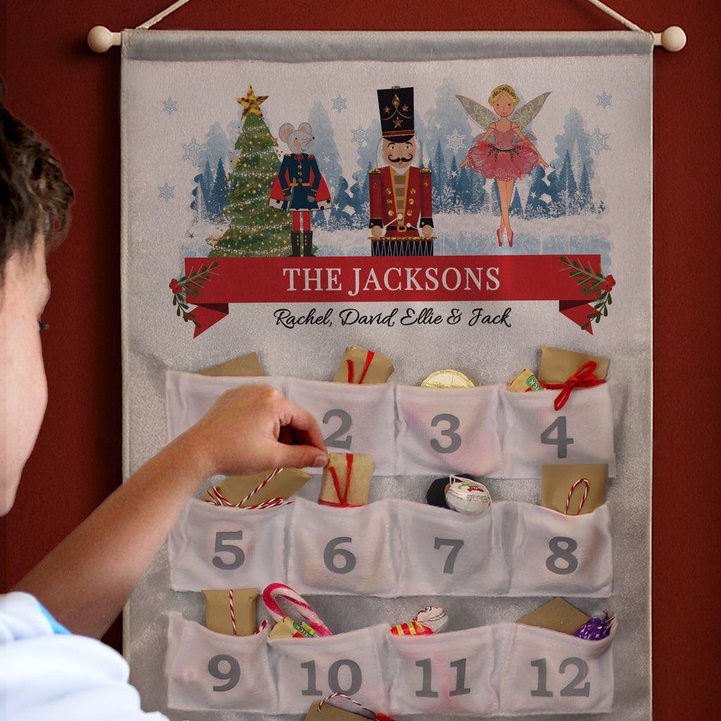 Personalised Nutcracker Advent Calendar In Silver Grey