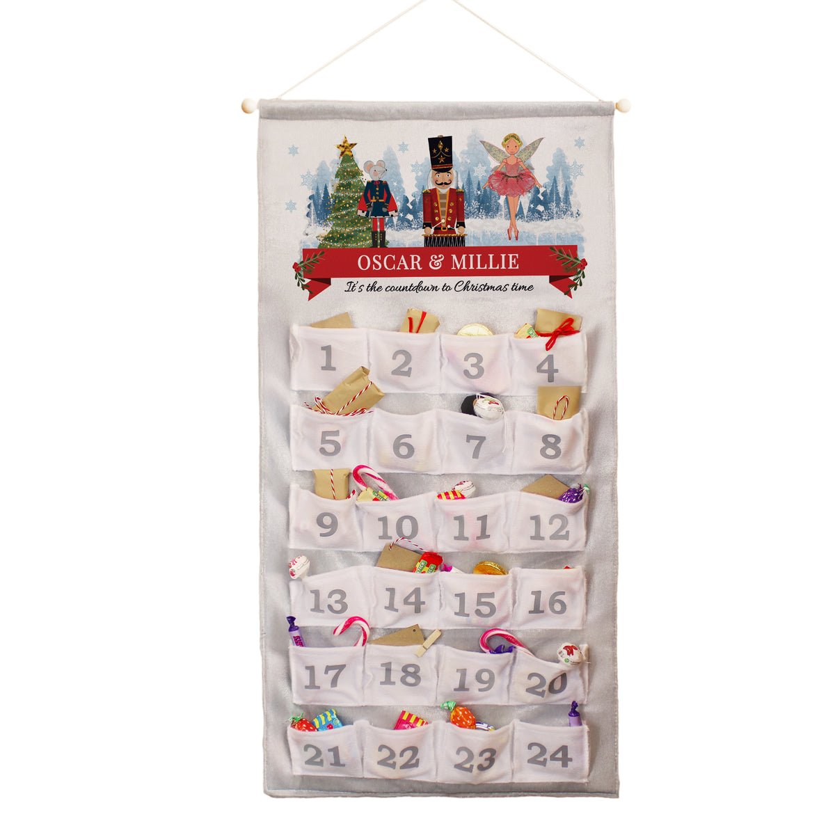 Personalised Nutcracker Advent Calendar In Silver Grey