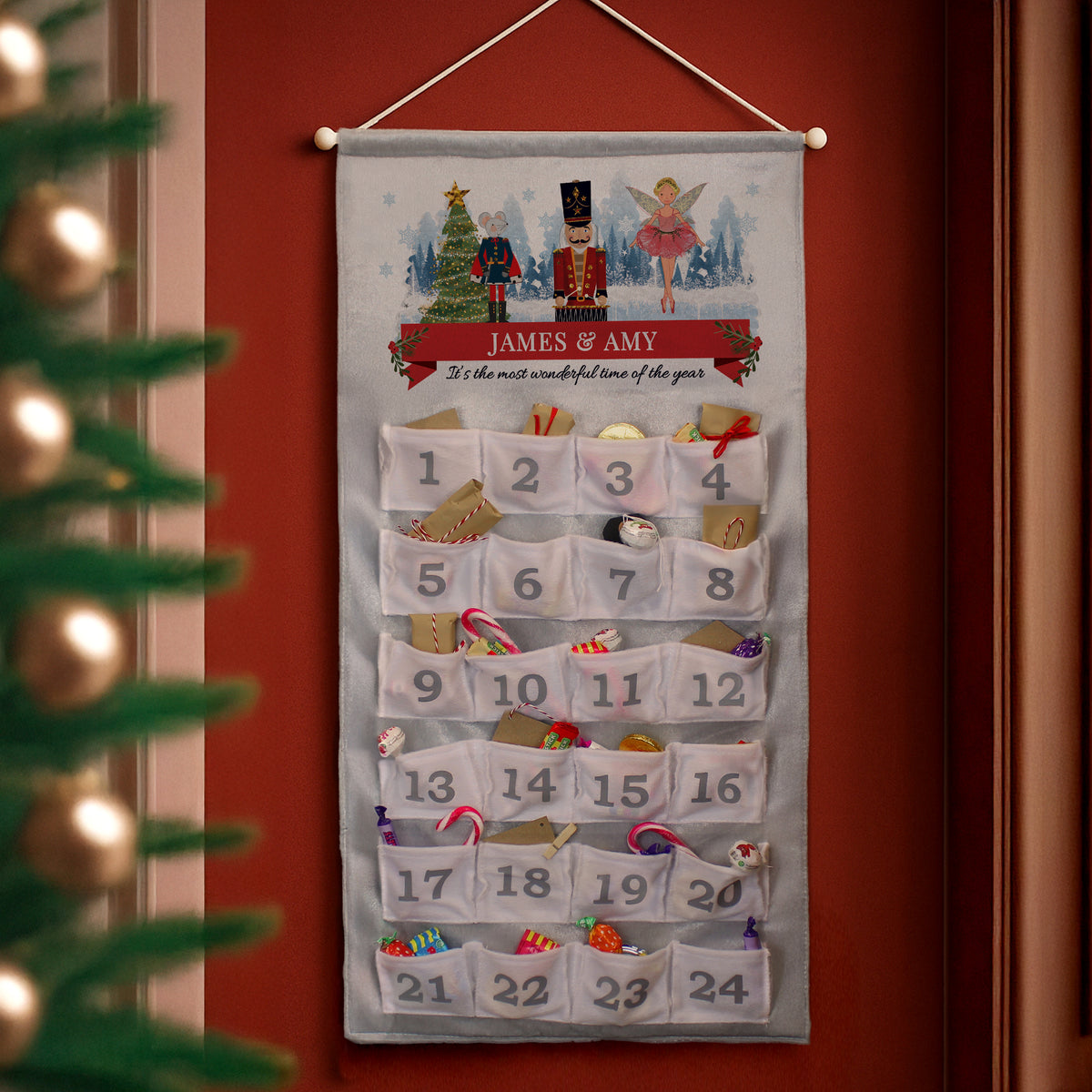 Personalised Nutcracker Advent Calendar In Silver Grey