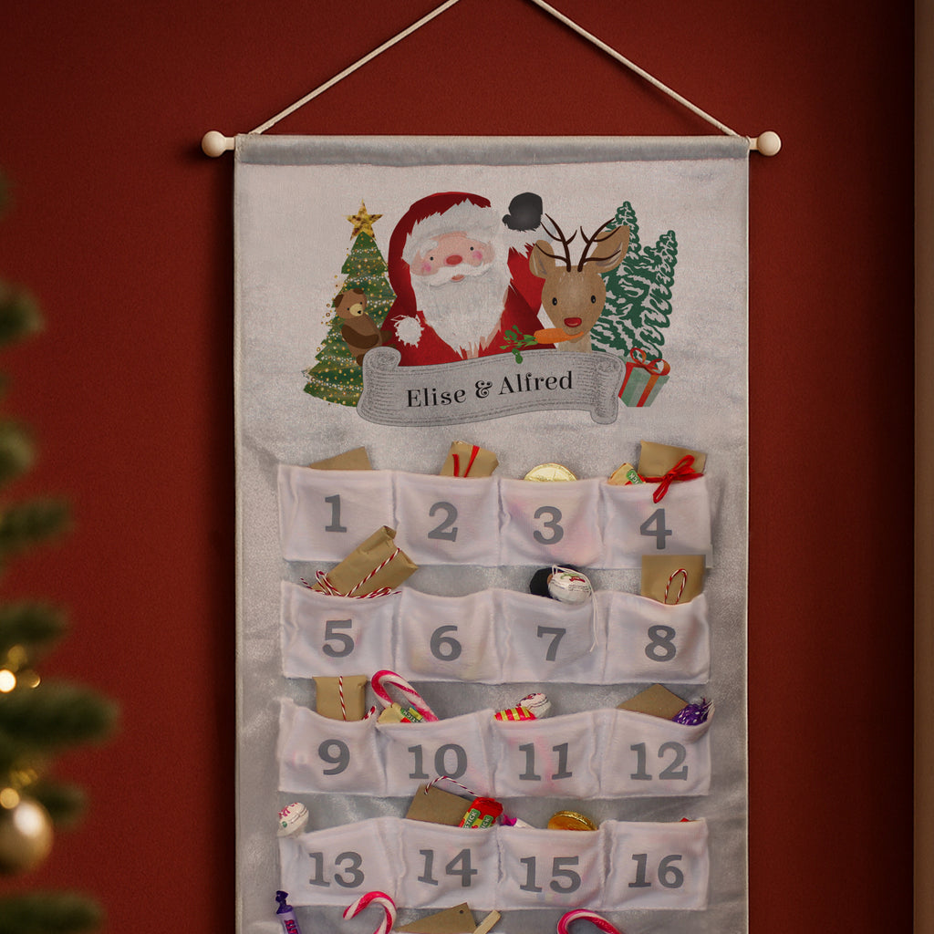 Personalised Santa Advent Calendar In Silver Grey