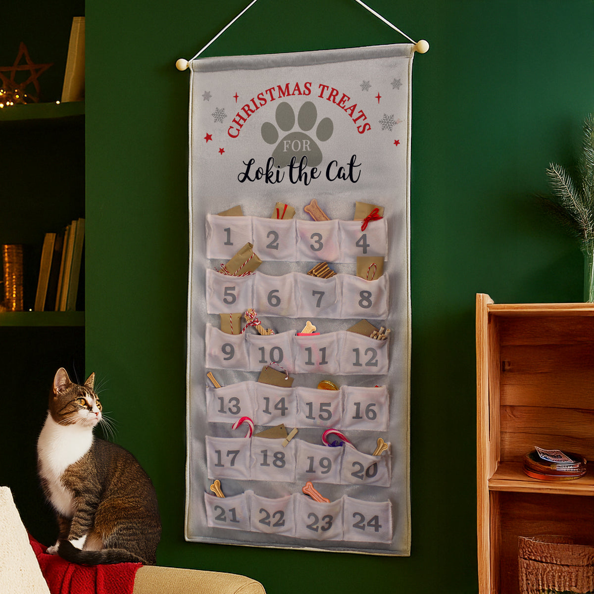 Personalised Pet Advent Calendar In Silver Grey