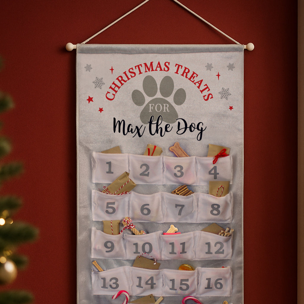 Personalised Pet Advent Calendar In Silver Grey