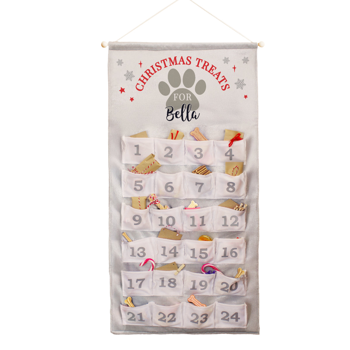 Personalised Pet Advent Calendar In Silver Grey
