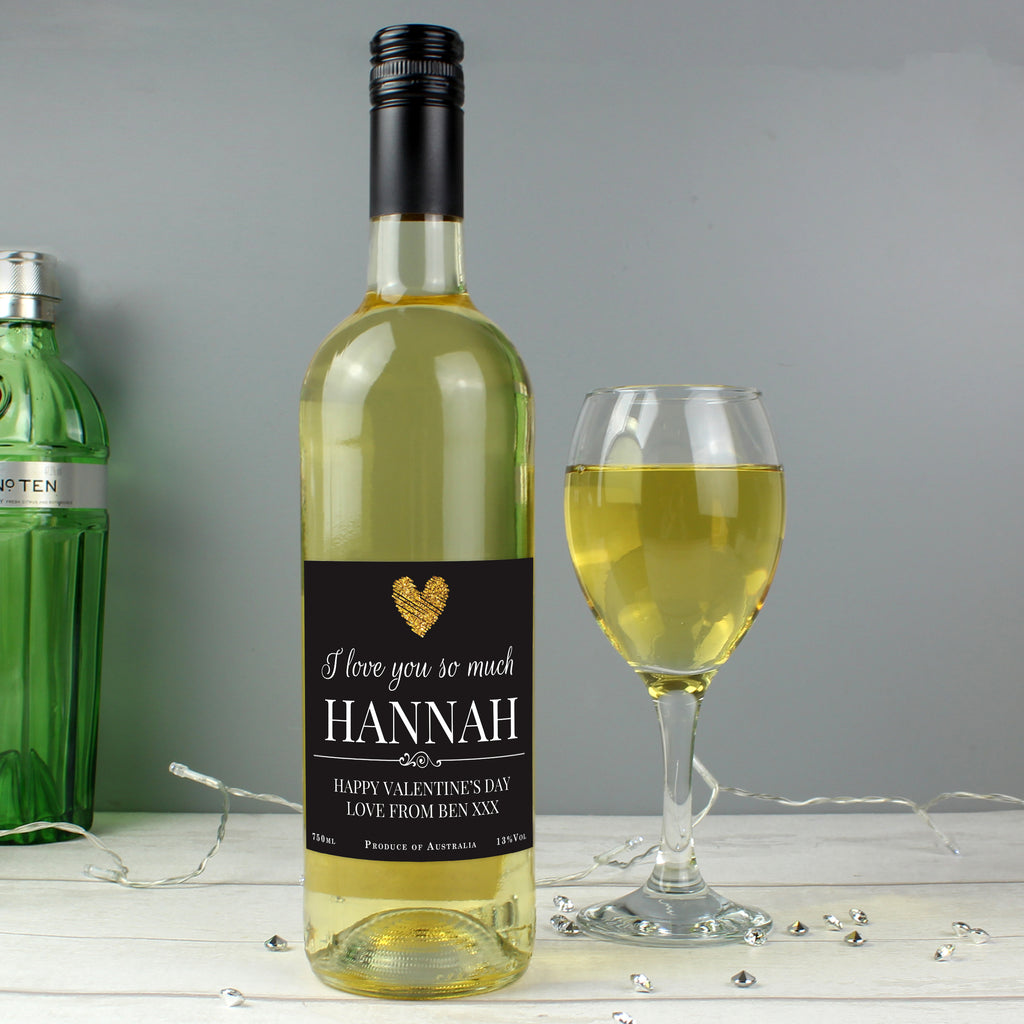 Personalised Heart White Wine