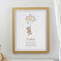 Personalised Teddy Balloon Oak Poster Frame