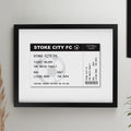 Personalised Football Ticket Black Poster Frame