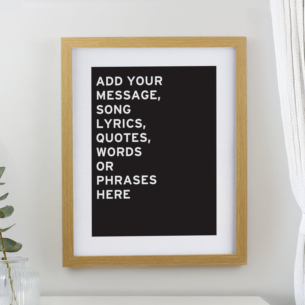 Personalised Typography Oak Poster Frame