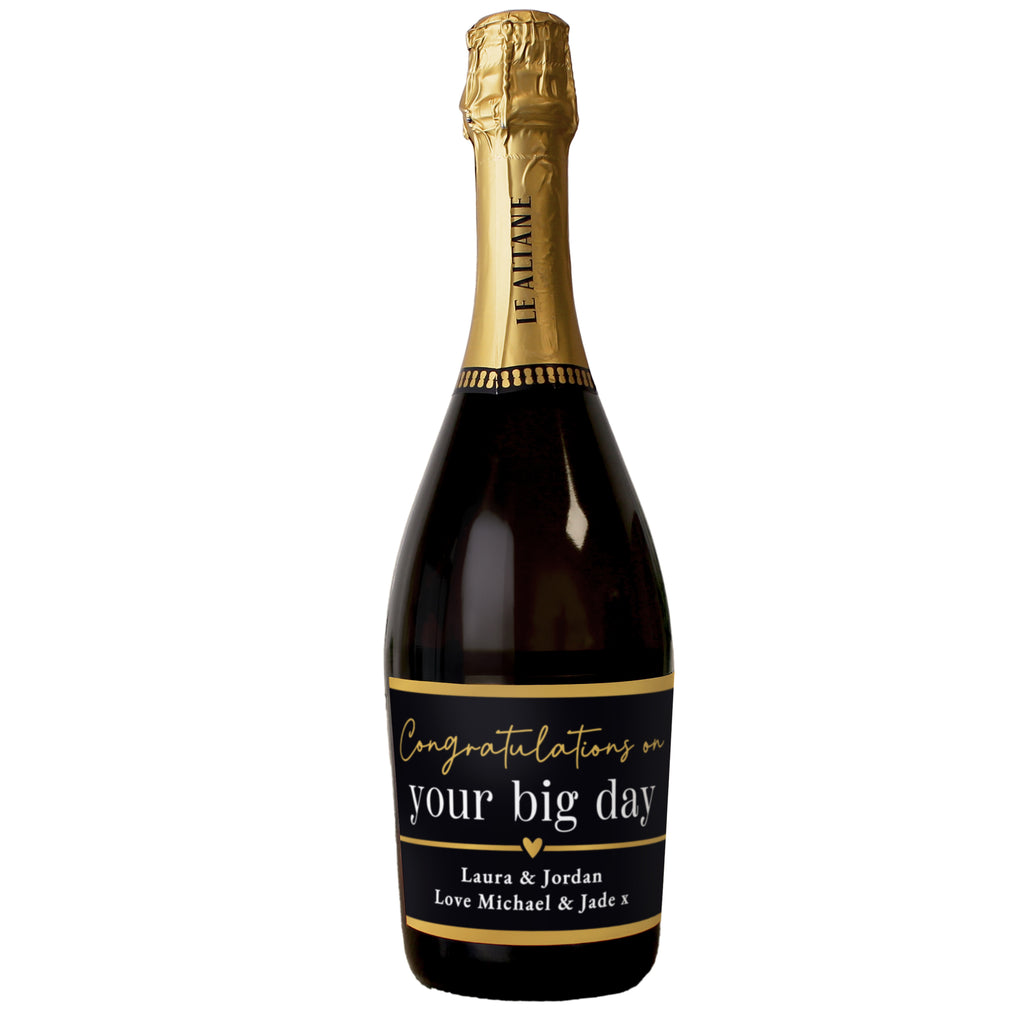 Personalised Black & Gold Free Text Prosecco