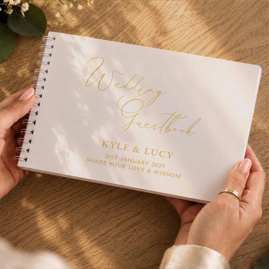 Personalised Off White Wedding Guest Book