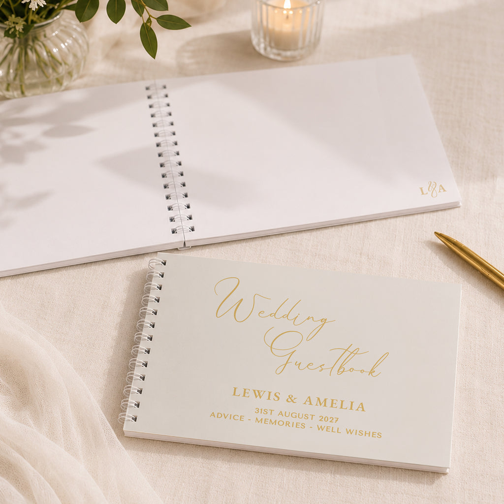 Personalised Off White Wedding Guest Book
