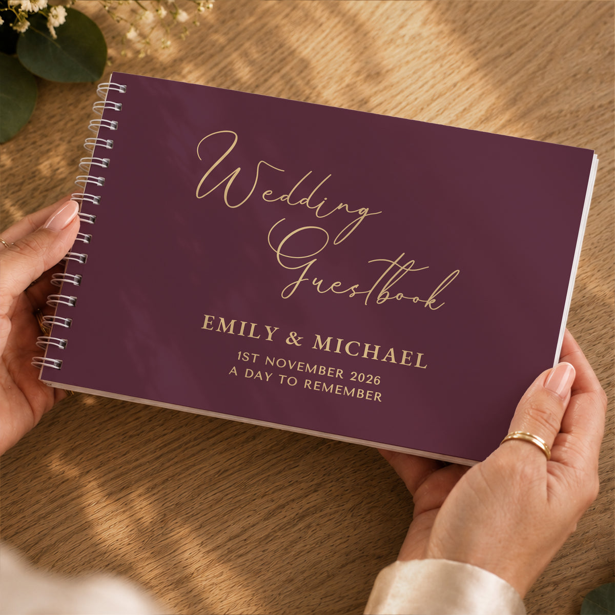 Personalised Plum Wedding Guest Book