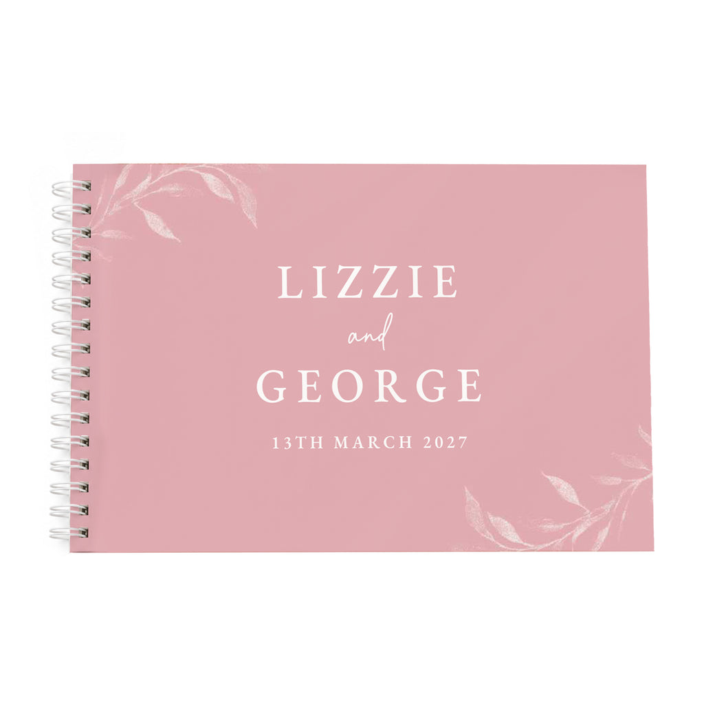 Personalised Botanical Soft Pink Wedding Guest Book