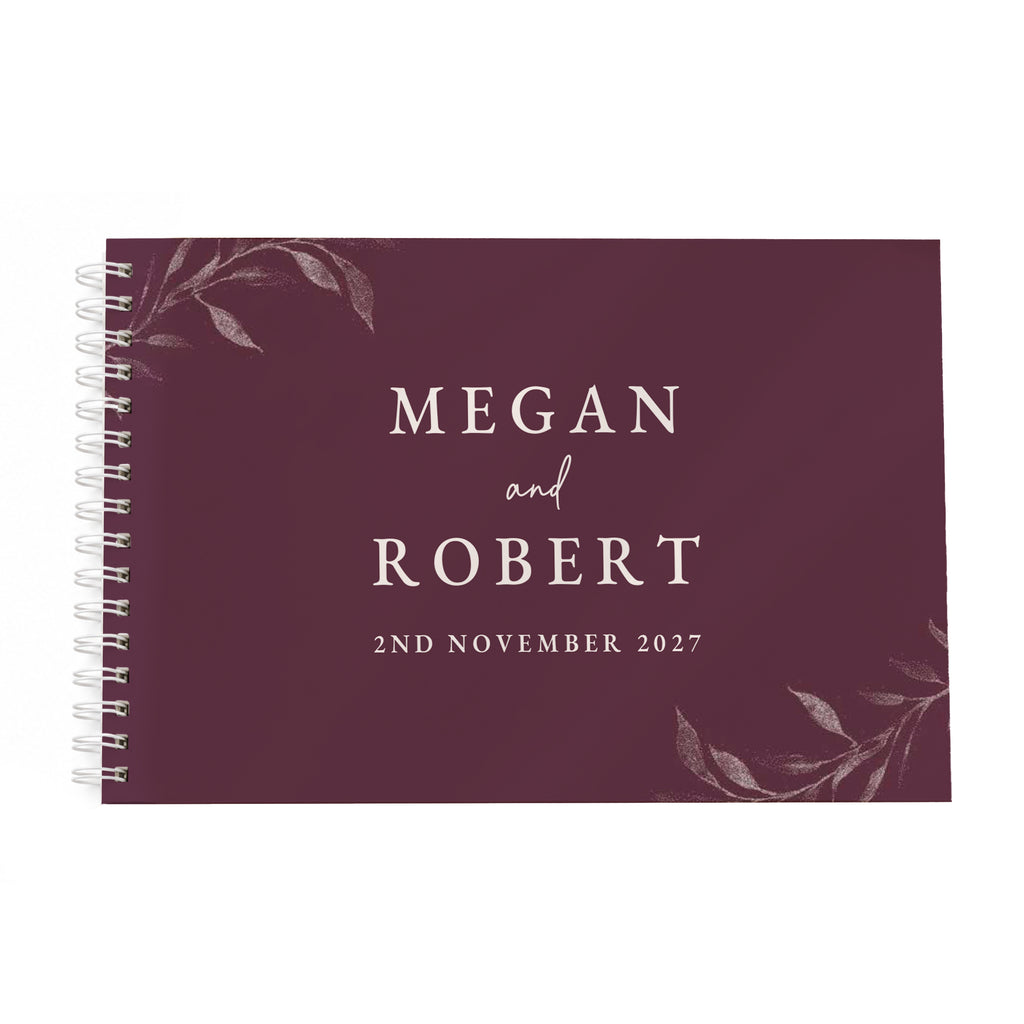 Personalised Botanical Plum Wedding Guest Book