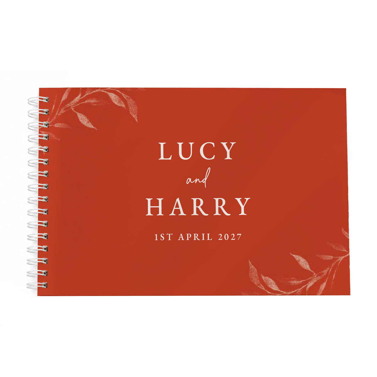 Personalised Botanical Burnt Orange Wedding Guest Book