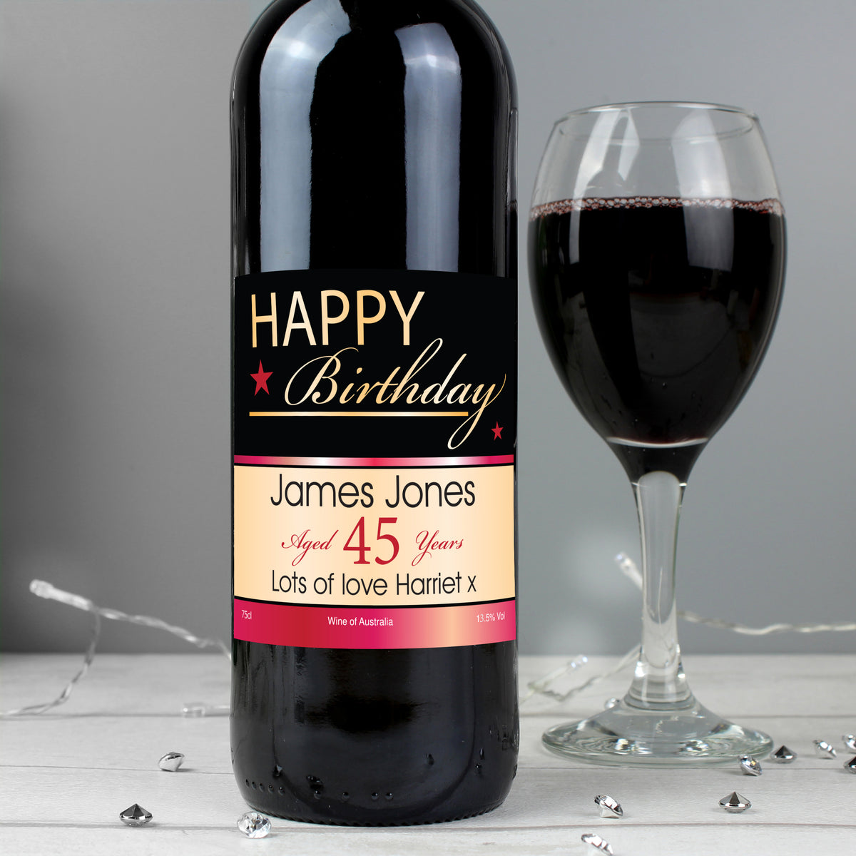 Personalised Happy Birthday Red Wine