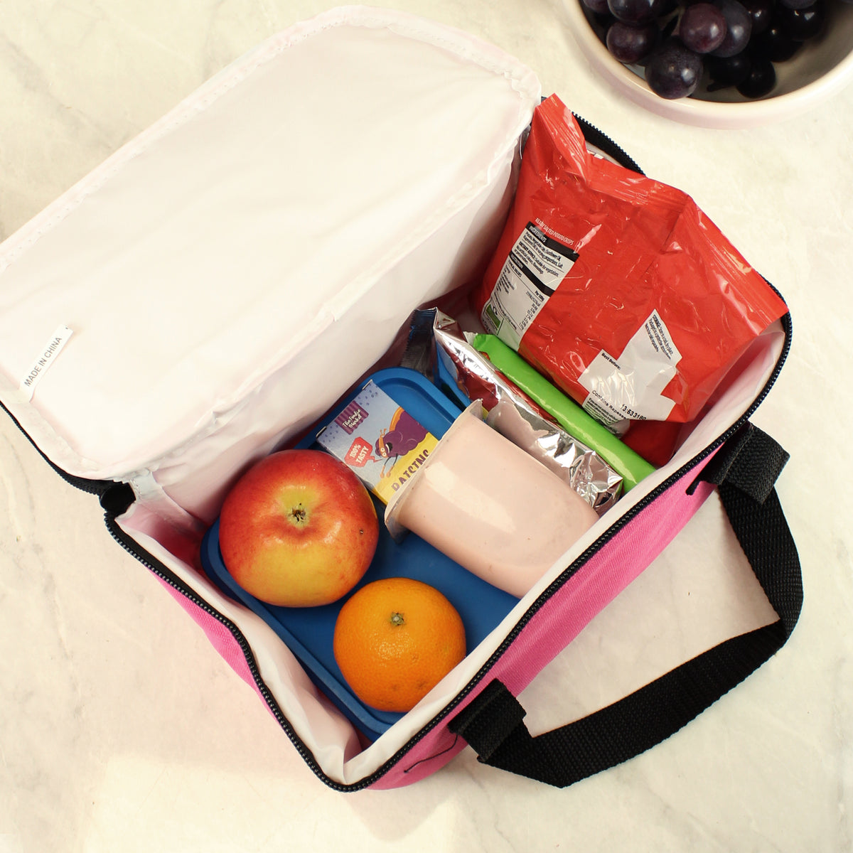 Personalised Gold Heart Pink Lunch Bag