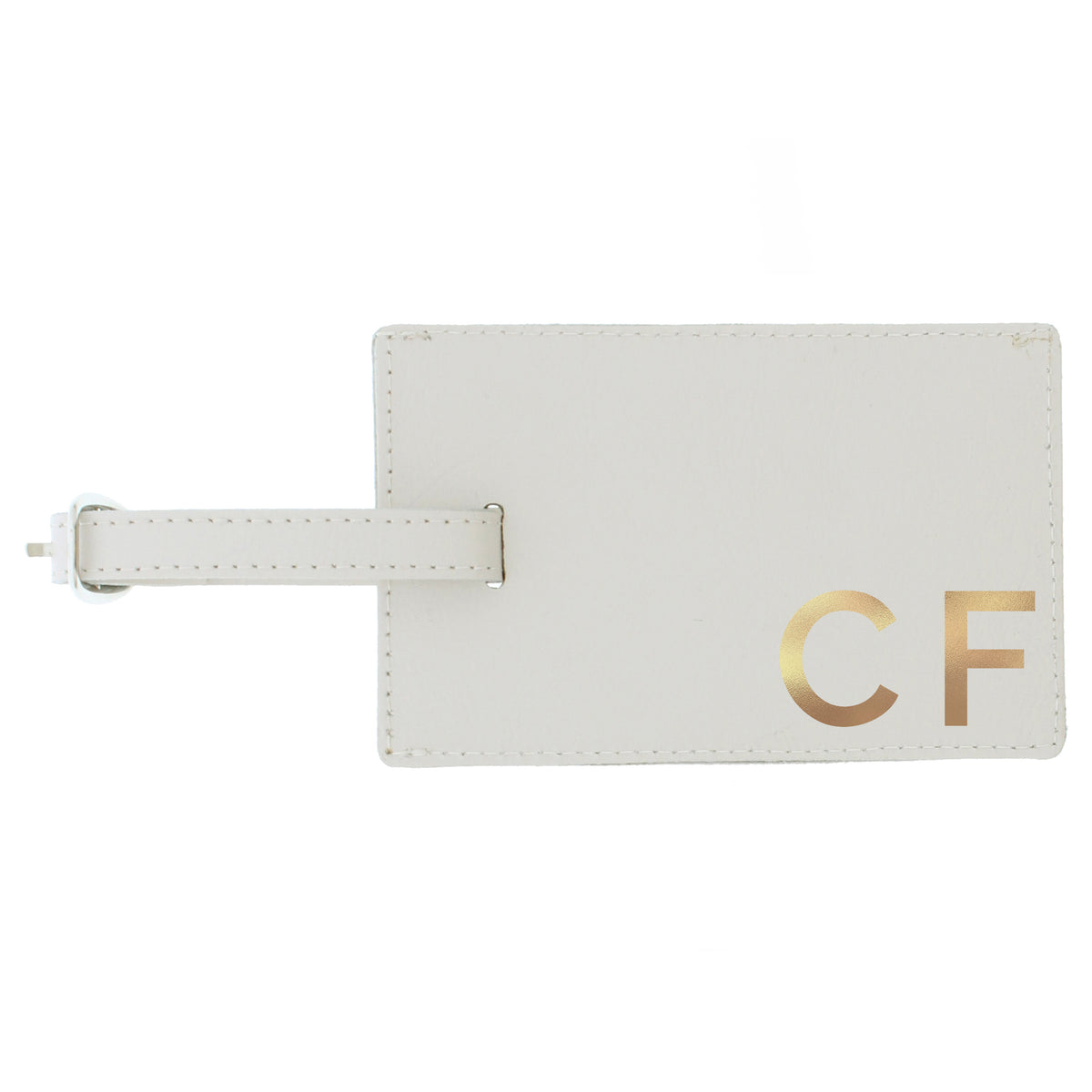 Personalised Gold Initials Cream Leather Luggage Tag