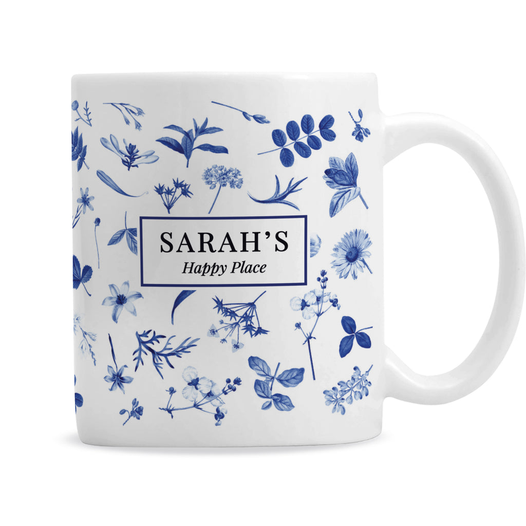 Personalised Blue Floral mug
