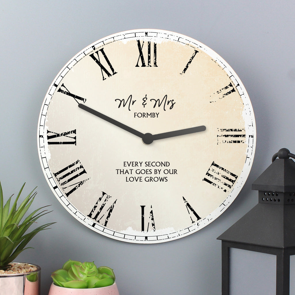 Personalised Rustic Large Wooden Clock