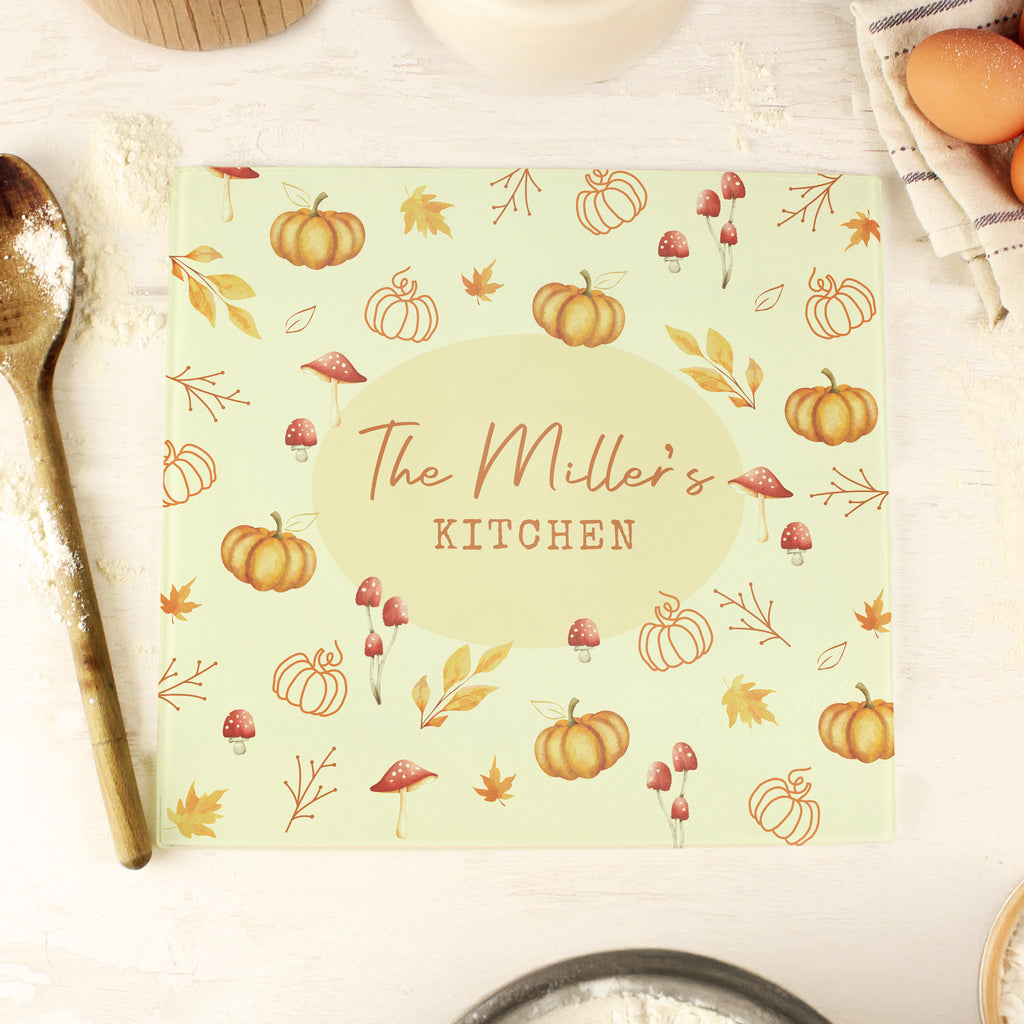 Personalised Pumpkin Glass Chopping Board